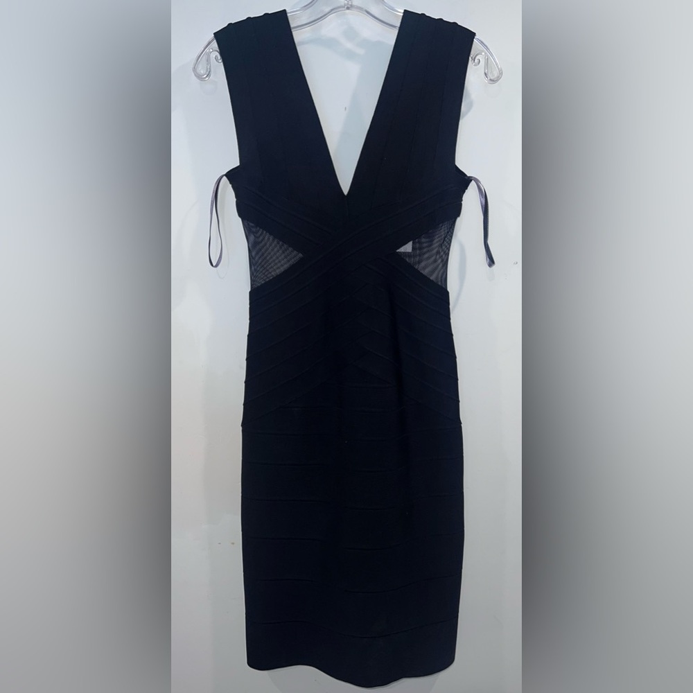 Herve Leger Black Bandage Midi Dress